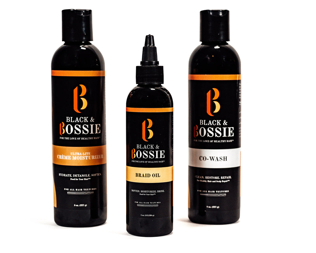 Natural Shampoo and Conditioner, Ultra Lite Moisturizer, and | Black & Bossie